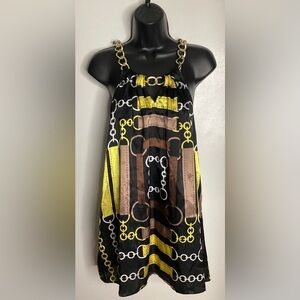 NWOT Elegant Chain Pattern Top with Metal Gold Chain Straps XL